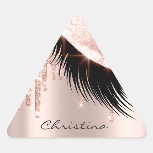 Kiss Lips Makeup Artist Glitter Lashe Sparkly Blog Triangle Sticker (Front)