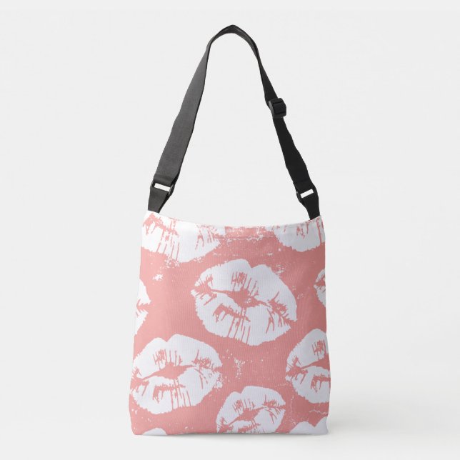kiss lips pattern  crossbody bag (Front)