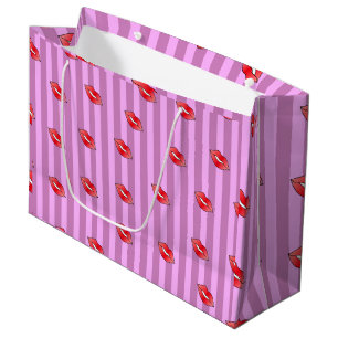 Kiss lips pattern large gift bag