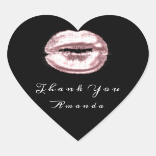 Kiss Lips Pink Black White Makeup Bridal 16 Thank Heart Sticker