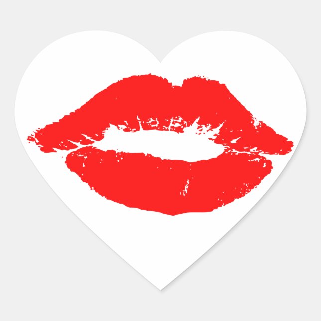 Kiss Lips Red Lipstick Love Passion Valentine Heart Sticker (Front)