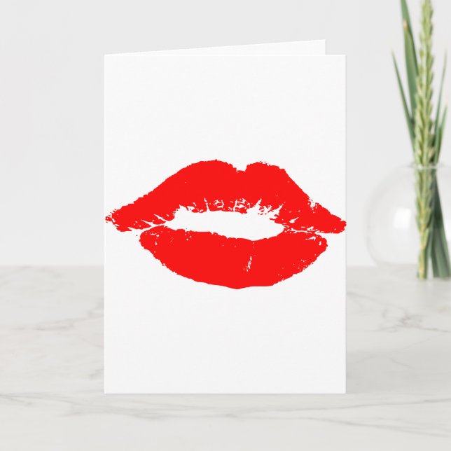 Kiss Lips Red Lipstick Love Passion Valentine Holiday Card (Front)