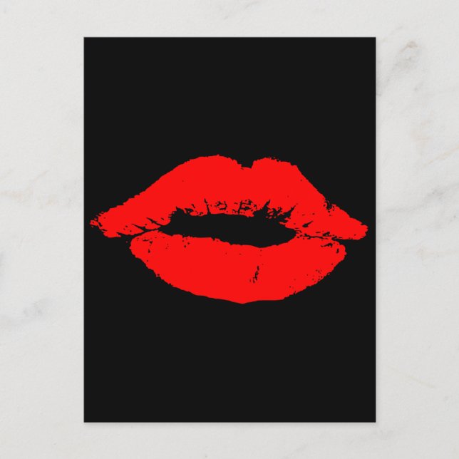 Kiss Lips Red Lipstick Love Passion Valentine Holiday Postcard (Front)