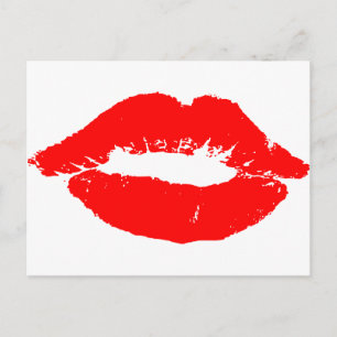 Kiss Lips Red Lipstick Love Passion Valentine Holiday Postcard