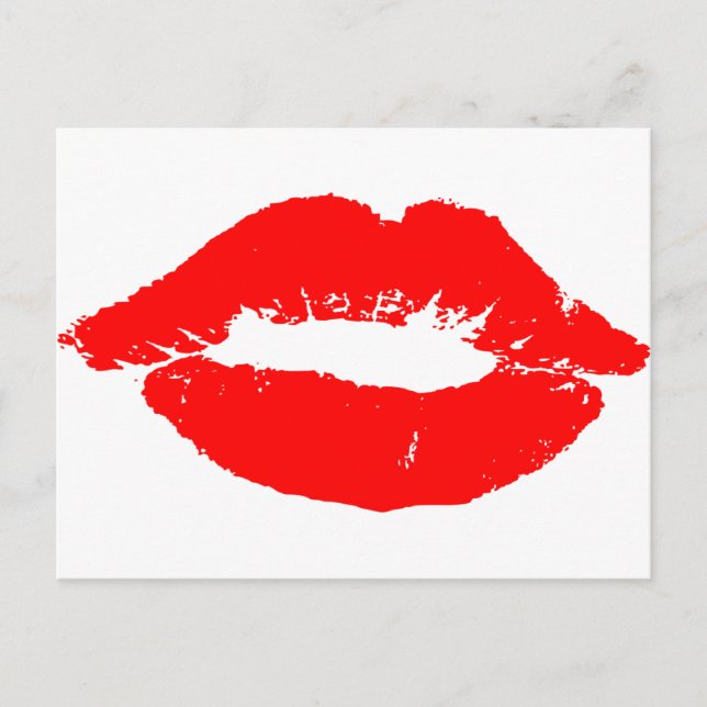 Kiss Lips Red Lipstick Love Passion Valentine Holiday Postcard (Front)