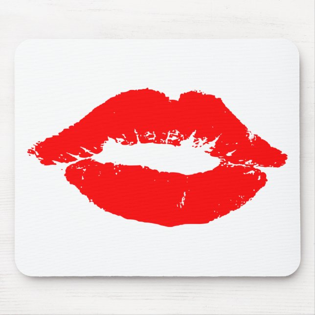 Kiss Lips Red Lipstick Love Passion Valentine Mouse Mat (Front)