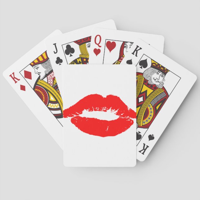 Kiss Lips Red Lipstick Love Passion Valentine Playing Cards (Back)