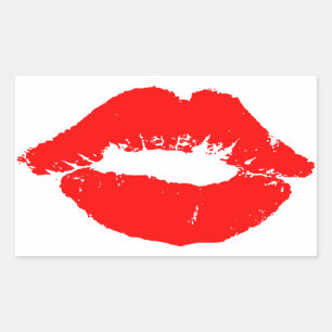 Kiss Lips Red Lipstick Love Passion Valentine Rectangular Sticker