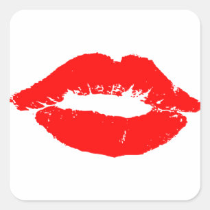 Kiss Lips Red Lipstick Love Passion Valentine Square Sticker