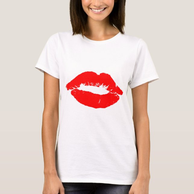Kiss Lips Red Lipstick Love Passion Valentine T-Shirt (Front)