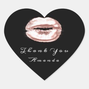 Kiss Lips Rose Black White Makeup Bridal 16 Thank Heart Sticker
