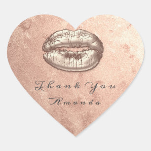 Kiss Lips Rose Pink Heart Makeup Blush 16th Thank Sticker