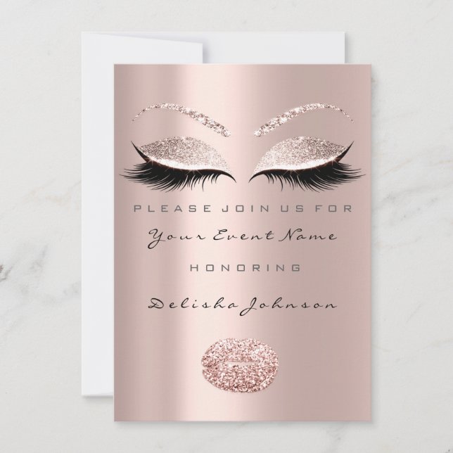 Kiss Lips Sweet 16th Birthday Bridal Shower Makeup Invitation (Front)