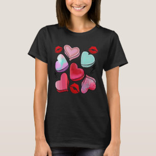 Kiss Lips Valentine Sweet Candy Heart Happy Valent T-Shirt