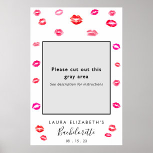 Kiss Lipstick Bachelorette Party Photo Booth Frame Poster