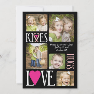 Kiss Love Hugs Valentine's Day Photo Collage Card