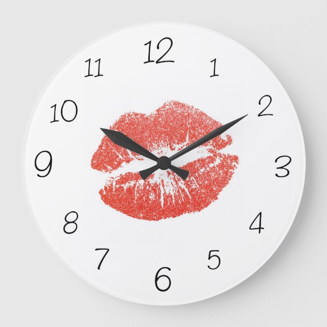 Kiss Mark Lips Wall Clock (Front)