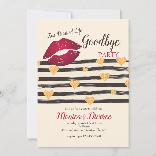 Kiss Married Life Goodbye Invitation (Front)
