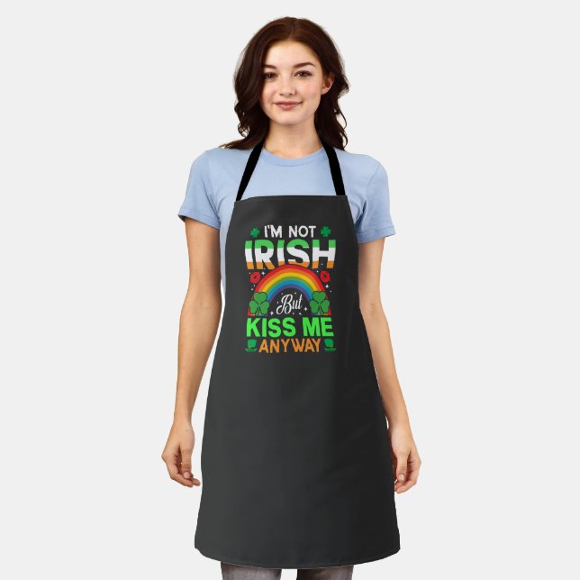 kiss me anyway irish humour design-63942 apron (Worn)