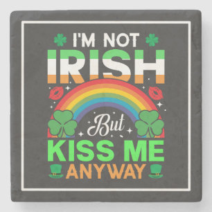 kiss me anyway irish humour design-63942 stone coaster