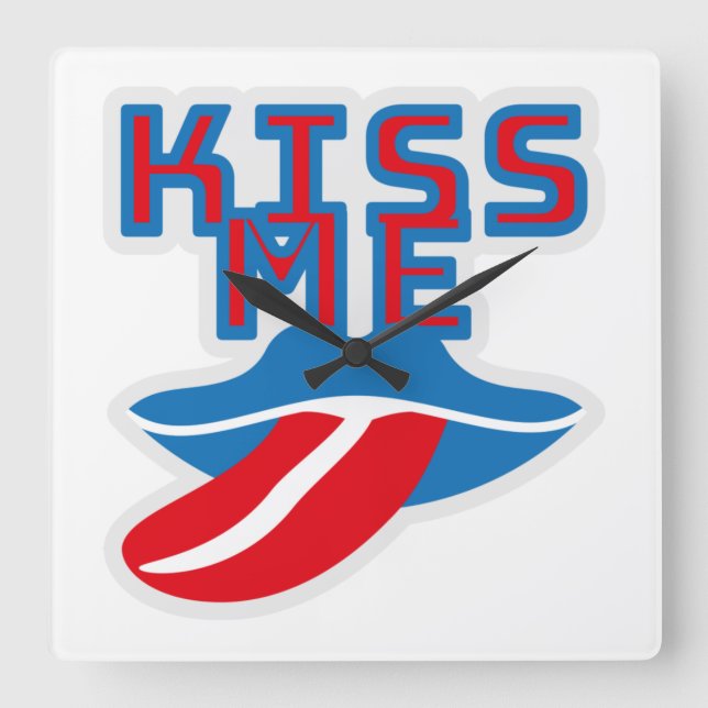 Kiss Me / Besame Pixelat by Masanser Square Wall Clock (Front)