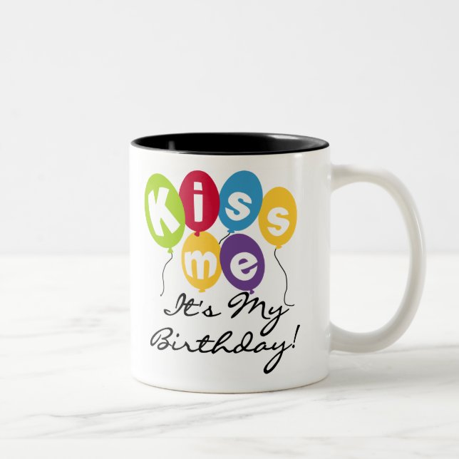 Kiss Me Birthday Two-Tone Coffee Mug (Right)