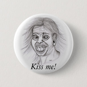 Kiss me! - Bleistiftzeichnung 6 Cm Round Badge