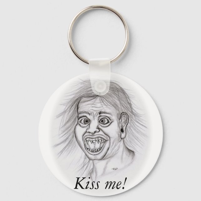 Kiss me! - Bleistiftzeichnung Key Ring (Front)