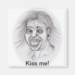 Kiss me! - Bleistiftzeichnung Magnet