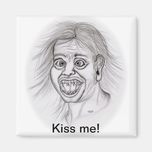 Kiss me! - Bleistiftzeichnung Magnet (Front)