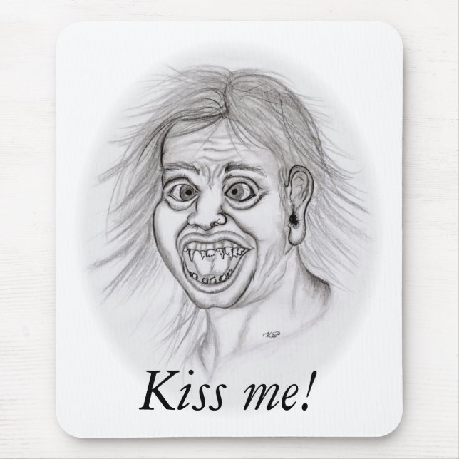 Kiss me! - Bleistiftzeichnung Mouse Mat (Front)
