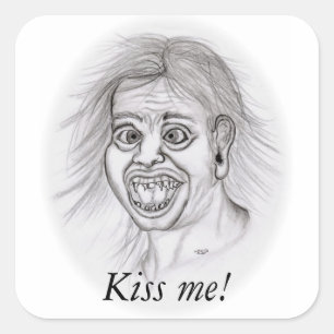 Kiss me! - Bleistiftzeichnung Square Sticker