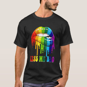 Kiss Me Bro Lgbtq Rainbow Lip Gay Pride Month T-Shirt