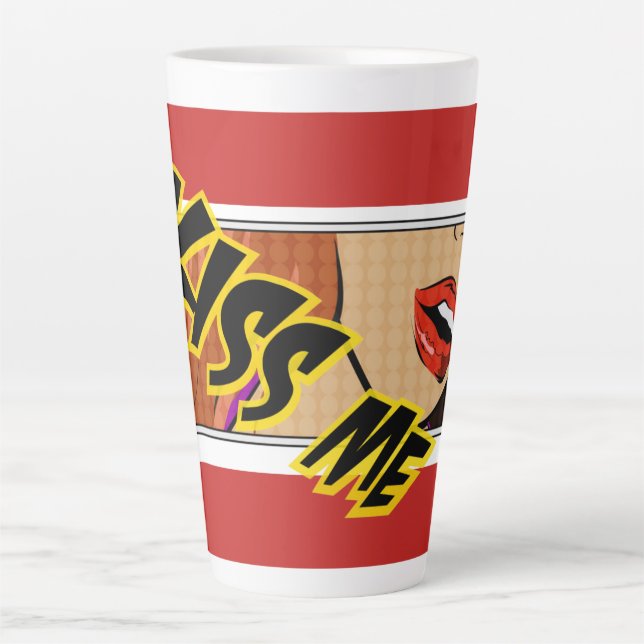Kiss Me Comic Pop Art Latte Mug (Front)