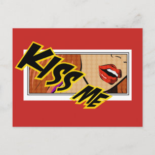 Kiss Me Comic Pop Art Postcard