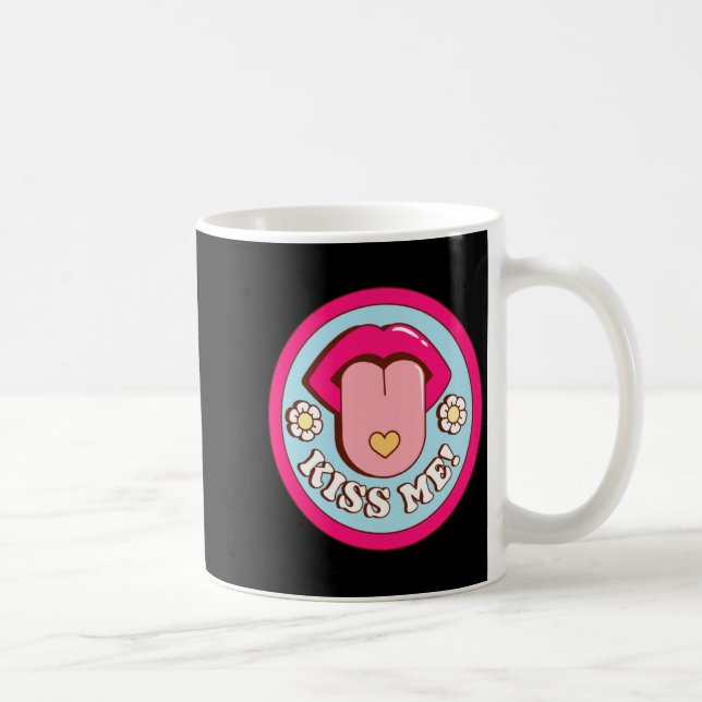 Kiss Me Flower Tongue Out Valentines Day Womens Me Coffee Mug (Right)