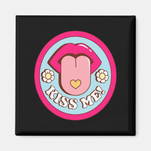 Kiss Me Flower Tongue Out Valentines Day Womens Me Magnet