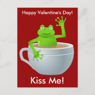Kiss Me Frog Valentines Postcard