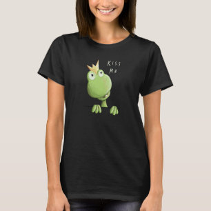 Kiss Me Frog with Crown Frog Prince Fan T-Shirt