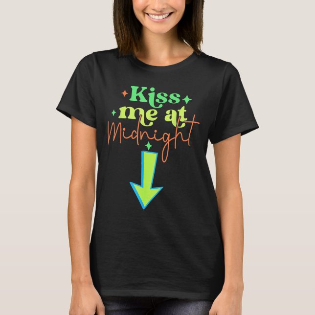 Kiss Me Funny Matching Couples Midnight  T-Shirt (Front)