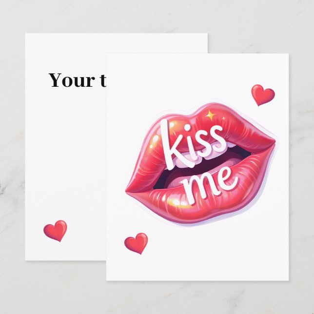 Kiss Me Glossy Red Lips Art Illustration (Front/Back)