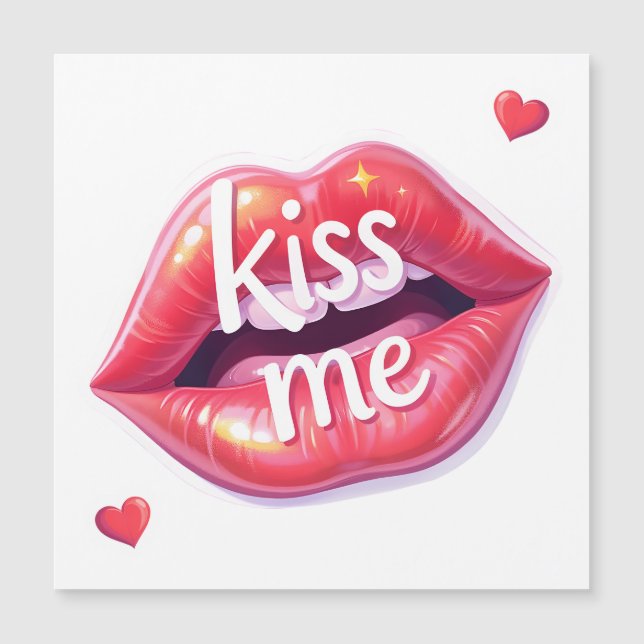 Kiss Me Glossy Red Lips Art Illustration (Front)