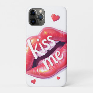 Kiss Me Glossy Red Lips Art Illustration iPhone 11 Pro Case