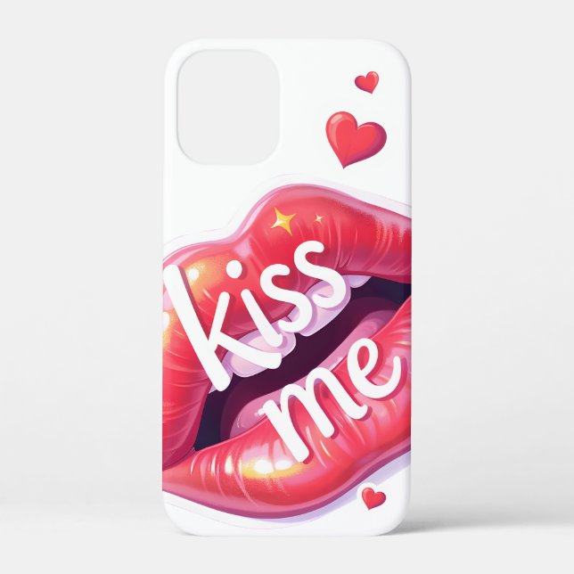 Kiss Me Glossy Red Lips Art Illustration Case-Mate iPhone Case (Back)