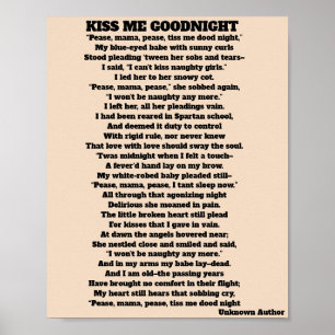 KISS ME GOOD NIGHT poem Poster