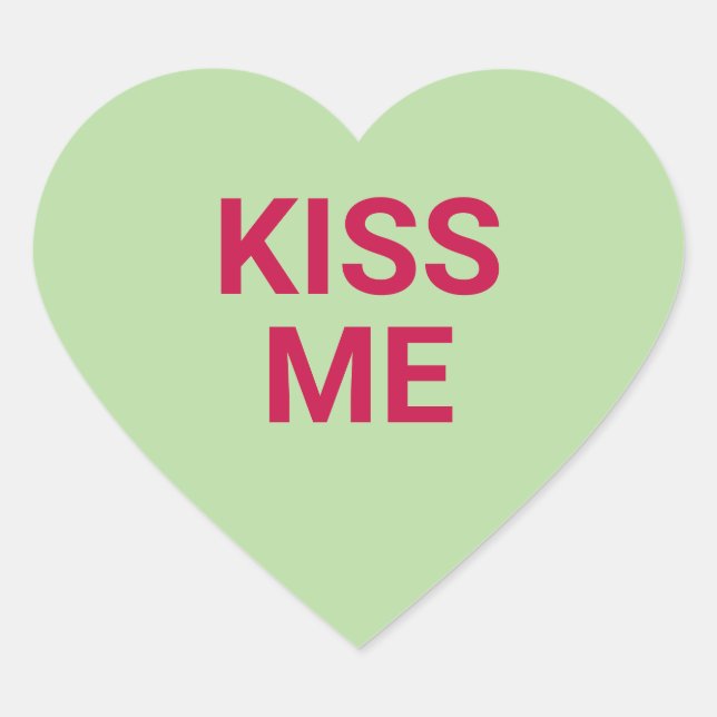 Kiss me green cute Valentine's Day conversation Heart Sticker (Front)