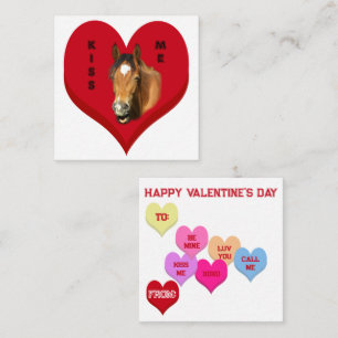 KISS ME Horse Conversation Hearts Valentine's Card