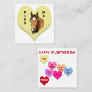 KISS ME Horse Conversation Hearts Valentine's Card