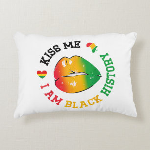 Kiss Me I Am Black History Month African American  Decorative Cushion
