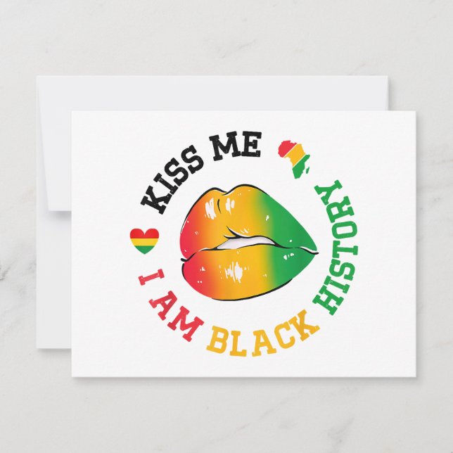 Kiss Me I Am Black History Month African American  Holiday Card (Front)